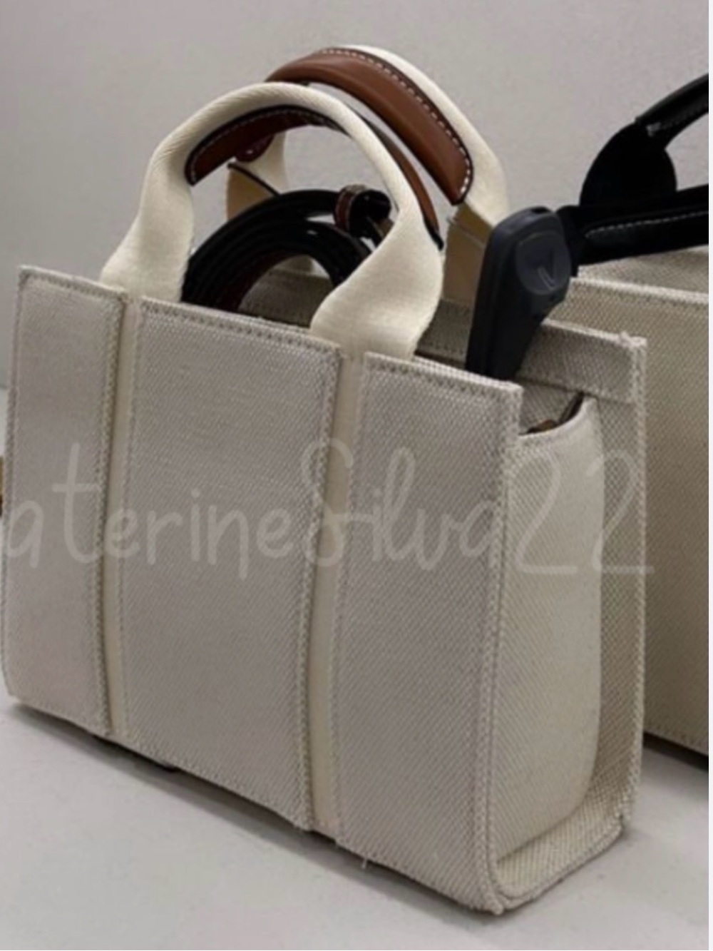 Zara Cream Canvas Tote Bag